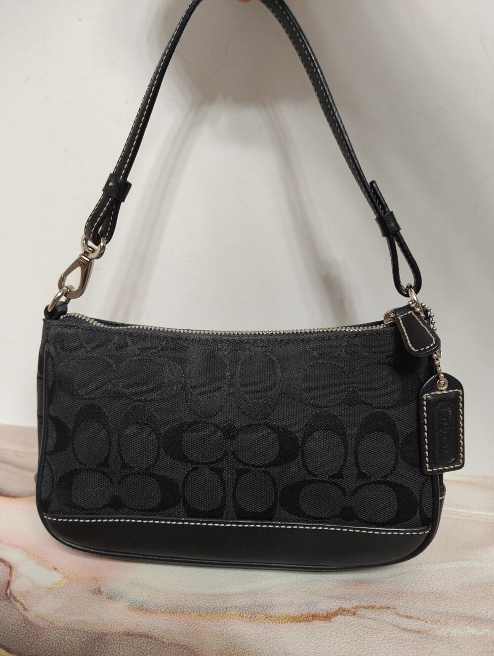 Vintage Coach 6094 Signature Demi Leather and Canvas Mini Bag Black